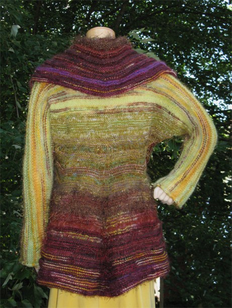 The L on Wheels sweater (from the back)