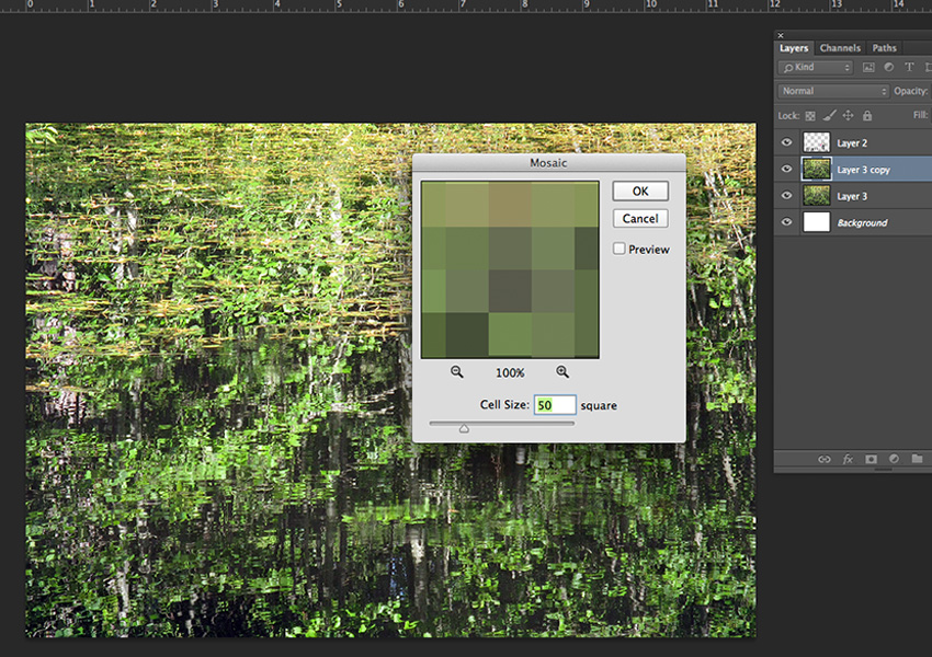 Choose the cell size for mosaic