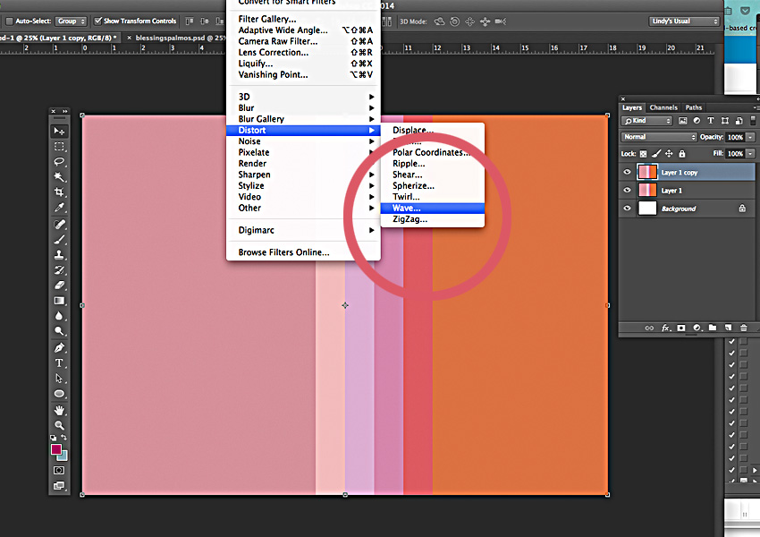 Go to Filter, Distort, Wave...