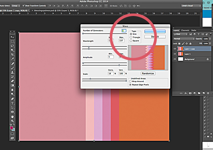 Choose wave parameters.