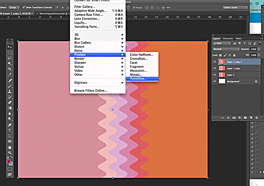Go to Filter, Pixelate, Pointillize...