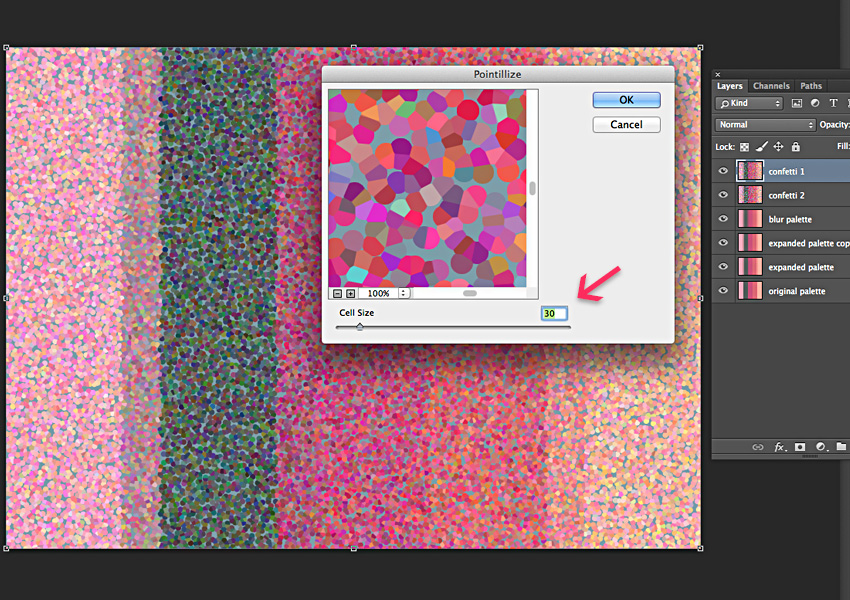 Step 5: Pointillize the last layer.