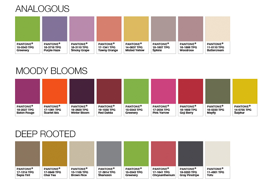 Pantone color palettes using Greenery.